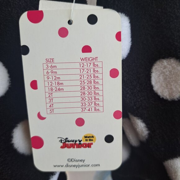 Disney Minnie Mouse Toddler Zipper Cosplay Hoodie Black White Polka Dots 18-24mo - Picture 9 of 9